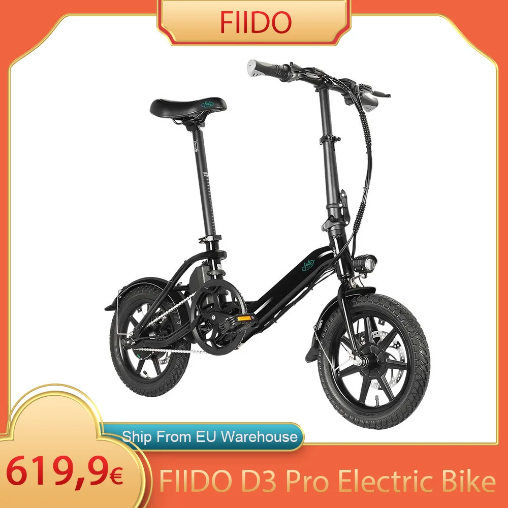 

FIIDO D3 Pro Folding Electric Moped Bike 14 Inch City Bicycle Commuter Bike Max 25km/h Three Riding Modes 7.5Ah Lithium Battery