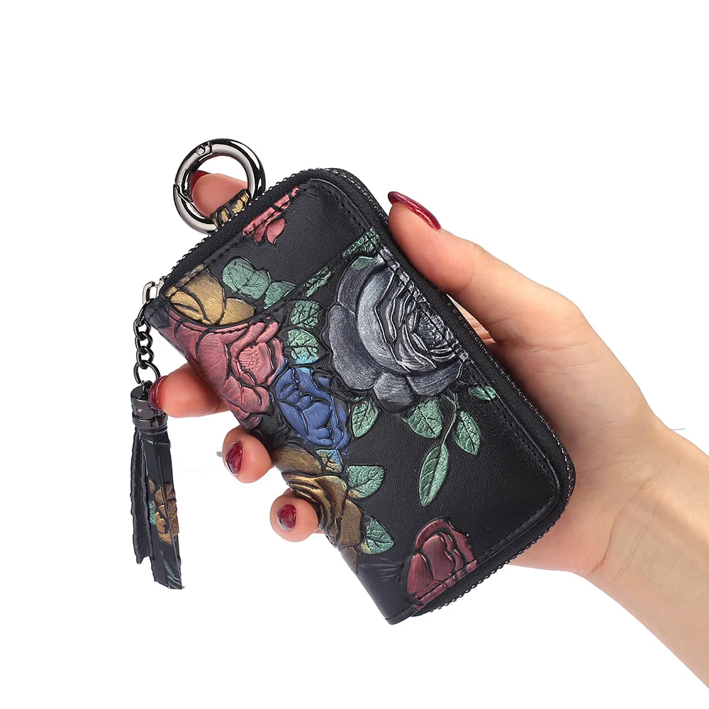 Key Bag Ladies Exquisite Multifunctional Compact Fashion Hand-painted Car Key Bag Card Bag