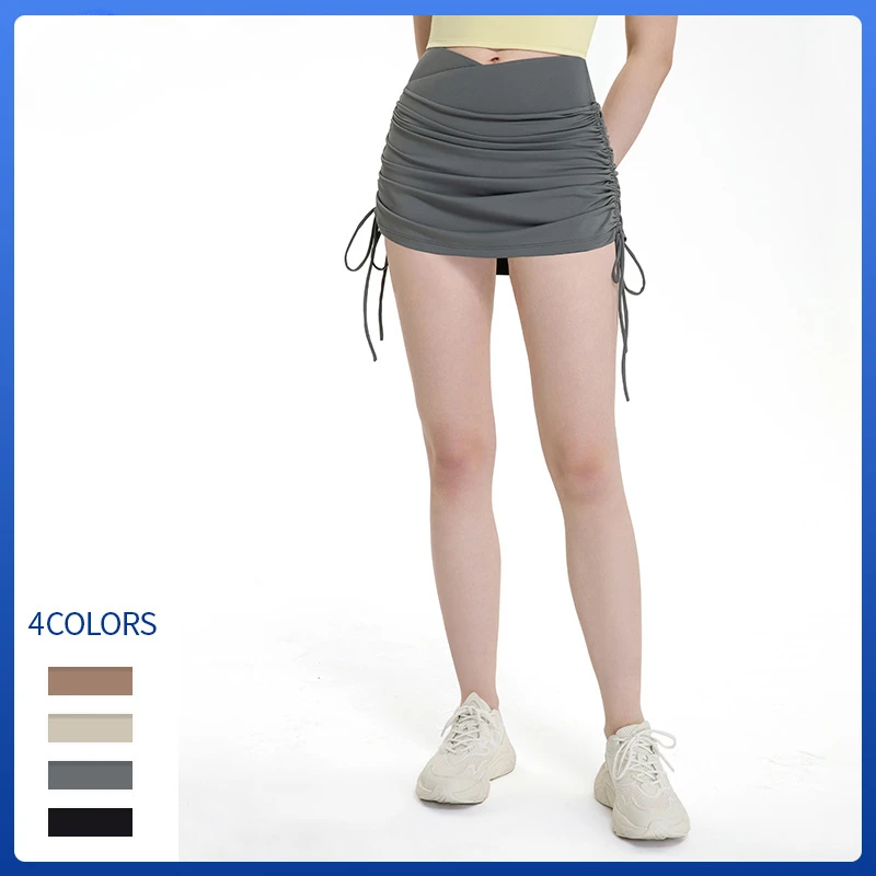 Спортивные брюки с высокой талией и застежкой на веревке для фитнеса двумя