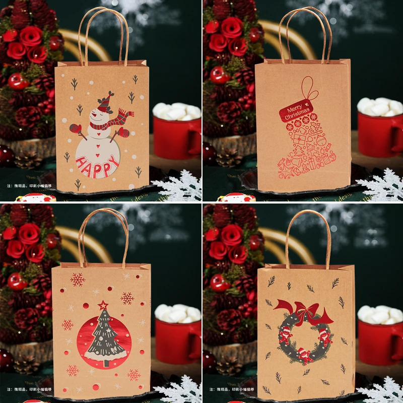 

5 шт., рождественские подарочные пакеты, 2023, Рождественская игрушка, конфеты, печенье, упаковка, яркая детская Рождественская упаковка для бизнеса/детский бумажный пакет