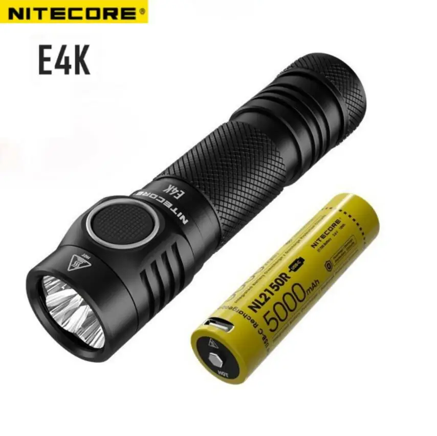 Перезаряжаемый фонарь NITECORE E4K Troch Light 4400 люмен 4 x CREE XP-L2 V6 LED 21700 компактный фонарик