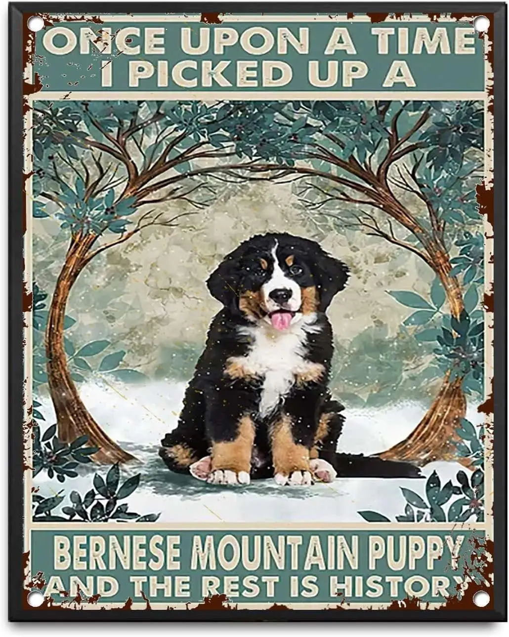 Оловянная вывеска Бернский горный щенок Одного разу пес Винтаж собака Настенное