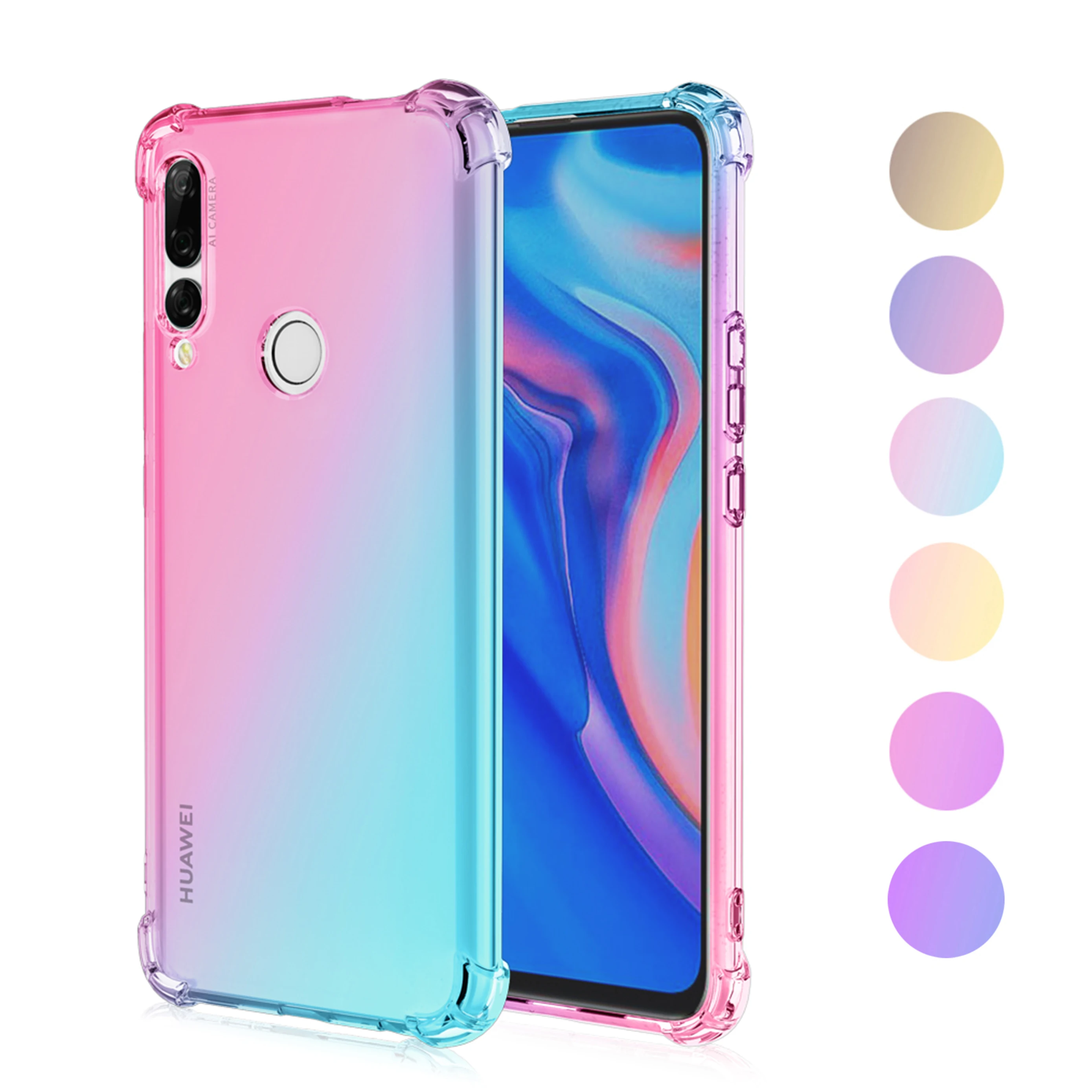 Прозрачный чехол для Huawei Y9S 2019 Y9A Y9 Prime Y9 2018 2019 Y8S Y8P, милый градиентный тонкий гибкий противоударный чехол из ТПУ с защитой от царапин