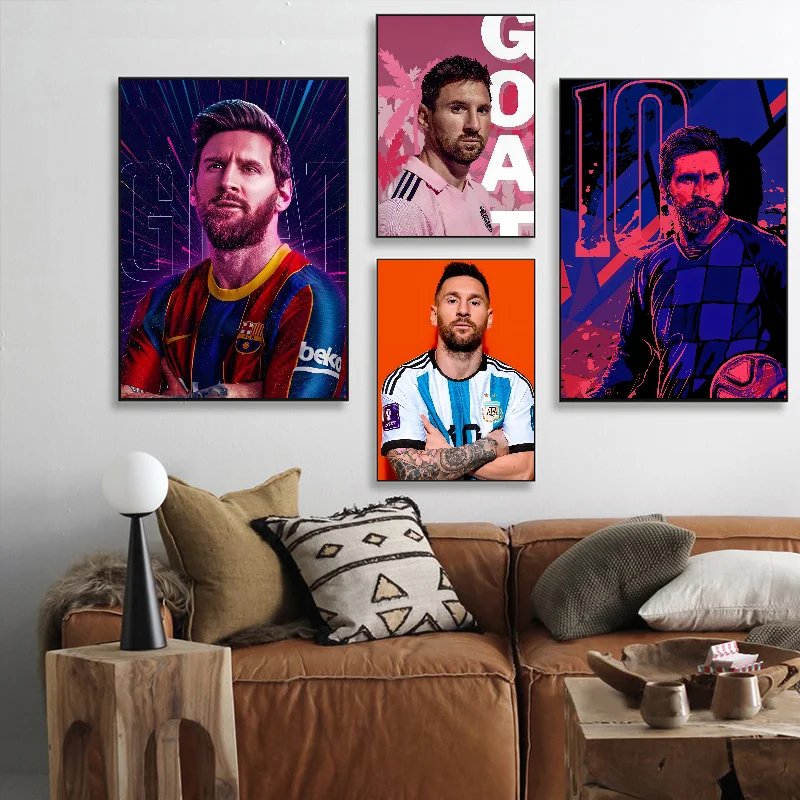 Футболист-M-messi плакат самоклеящаяся художественная водостойкая бумажная