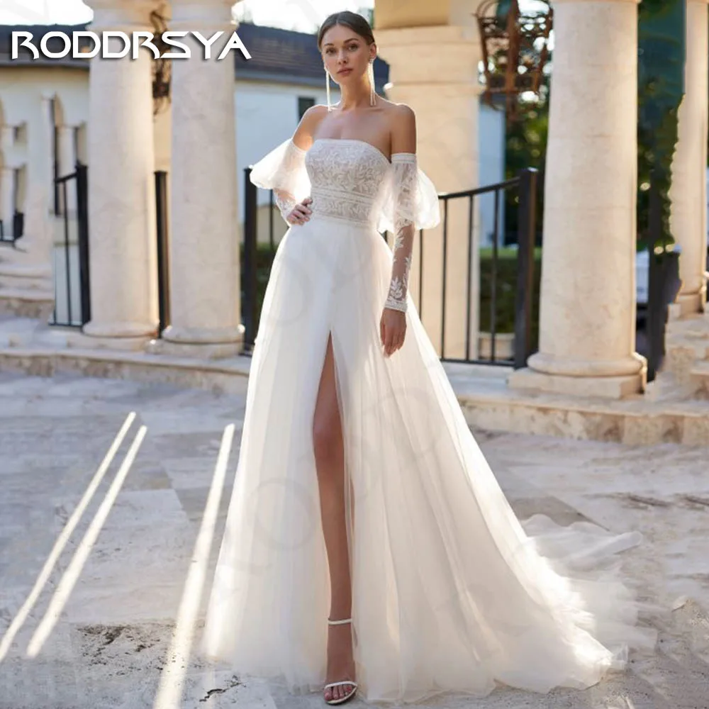 RODDRSYA съемные рукава-фонарики свадебное богемное платье кружево A ...