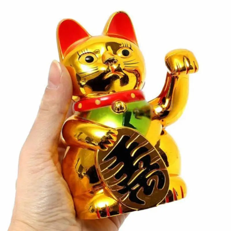 

Gold Maneki Neko Cute Lucky Electric Crafts Art Home Decorative Crafts Shop Hotel Tables Decoration Plastic Material
