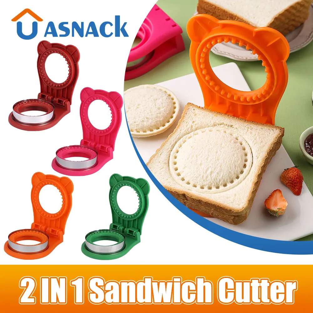 

Sandwich Cutter and Sealer Flip Sandwich Cutting Tool for Kids Lunch Stainless Steel Blade Circular Sandwich Bread Toast Mold