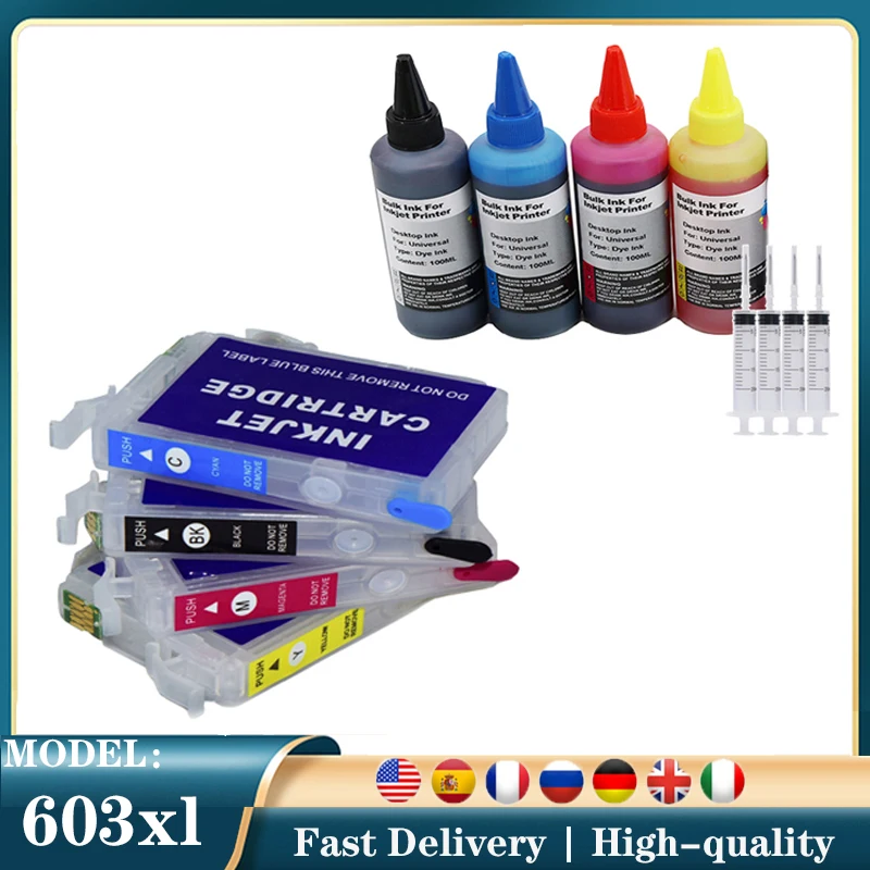 

T603XL 603 Refillable Cartridge ARC Chip for Epson XP-4155 XP-4150 XP-3155 XP-3150 XP-2155 XP-2150 WF-2870 2845 WF-2840 2820