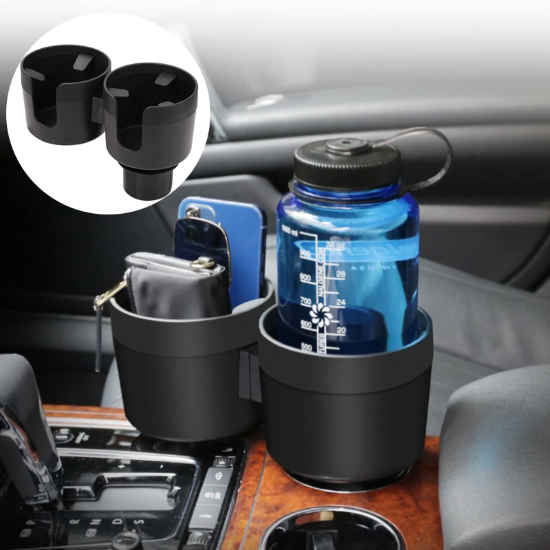 

360 Degrees Rotating Car Dual Cup Mount Adjustable Car Cup Holder Expander Adapter Vehicle-Mounted Auto Water Cup Drink Holder