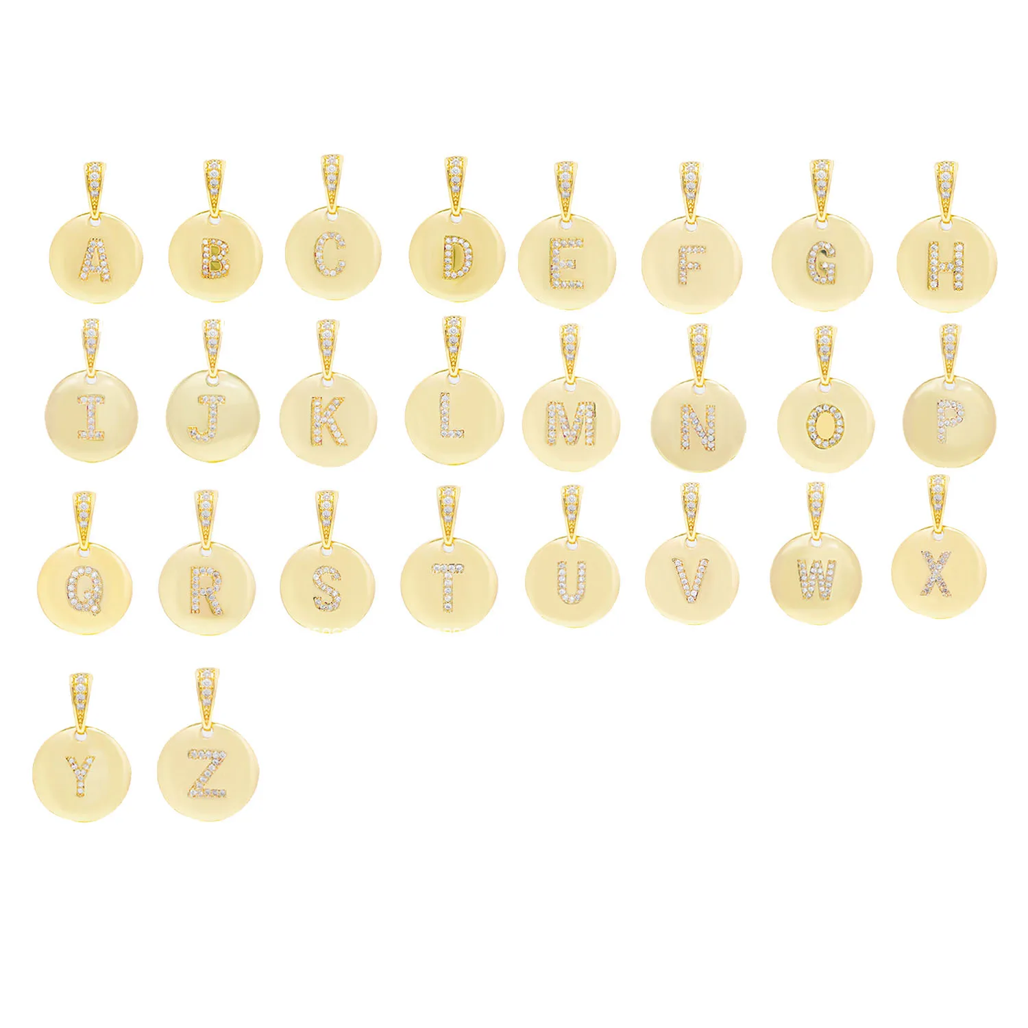 

Gold-plated White Zirconia 26 Initials Alphabet A-Z Letter Pendant For Jewelry Making Necklace Bracelets DIY Accessories Supply