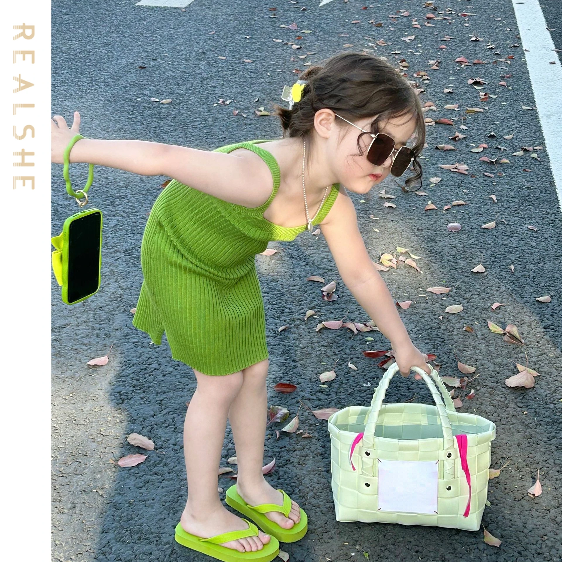 

Children Girls Dress Summer Solid Knit Suspender Kids Dresses Child Costumes Outfits Beach Clothes Baby Girls Clothing