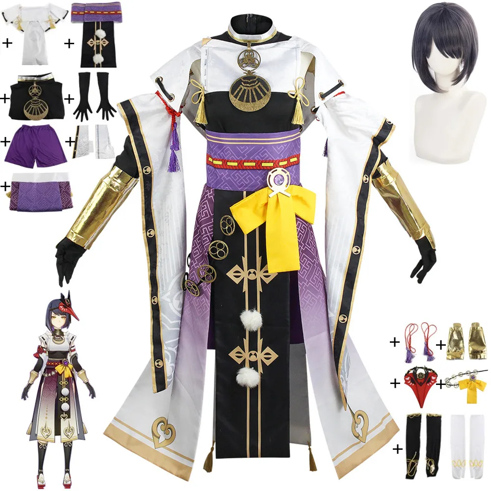 

Костюм для косплея Куджо Сара, Аниме игра геншин ударно иназума три совета, топ и шорты для взрослых и женщин, парик, костюм на Хэллоуин