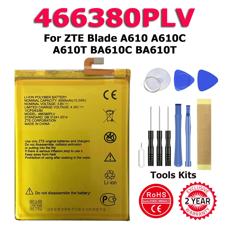 

High Quality 466380PLV For ZTE Blade A610 A610C A610T BA610C BA610T Cell Phone Replace Battery + Free Tool