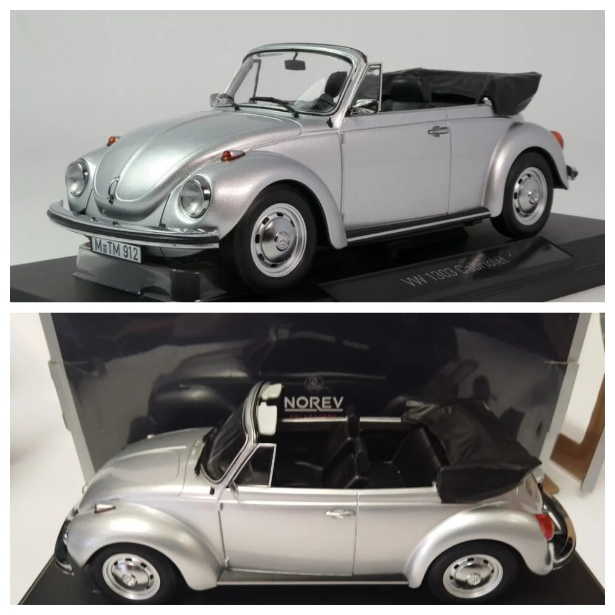 

1973 Norev Beetle 1303 Cabriolet Silver 1/18 188530 DieCast Model Car Collection Limited Edition Hobby Toy Car
