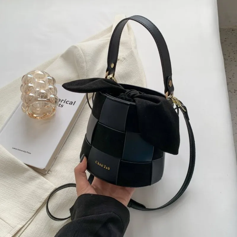 Checkered Bucket Bag New Style Shoulder Bag Oblique Straddle Women Bag