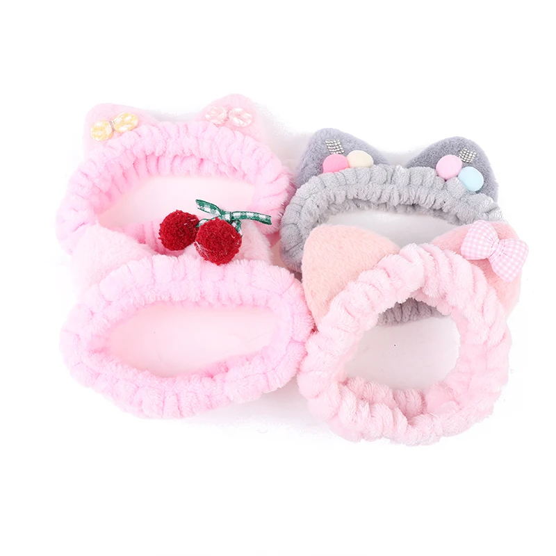 

Cat New Coral Fleece Wash Face Bow Hairbands For Women Girls Headbands Headwear Hair Bands Turban Hair Accessories