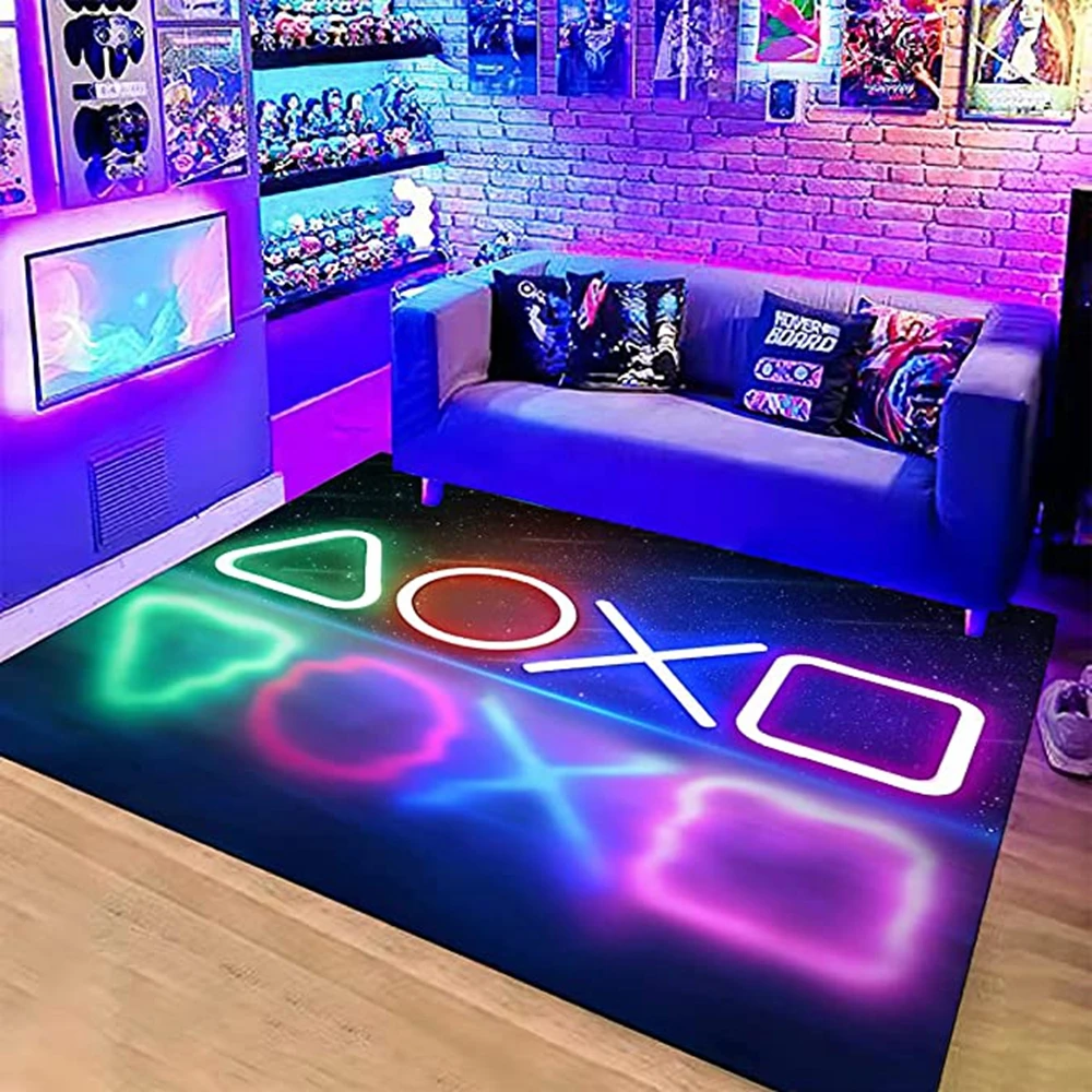 

CLOOCL Anime Gamer Rug Bedroom Game Handle Rug Living Room Mat Home Decor Anti-Slip Crystal Floor Polyester Gamer Decor Door Mat