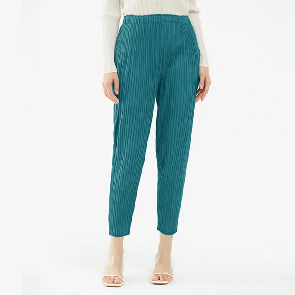 Плиссированные простые повседневные брюки новинка Женские Простые дышащие