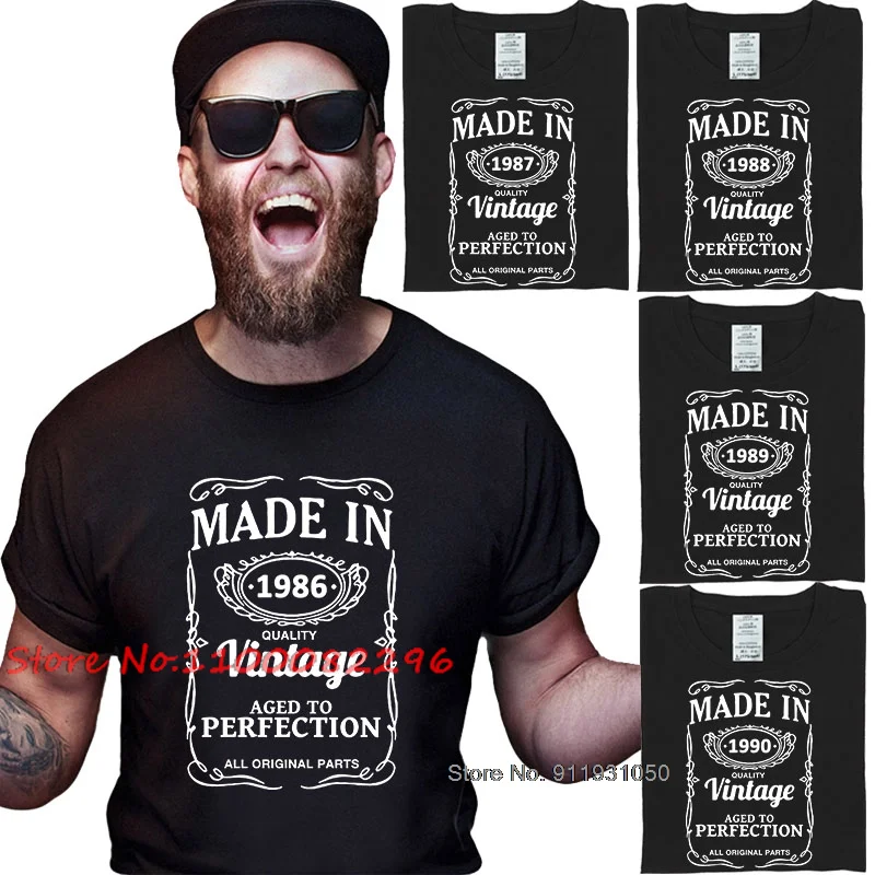 

Men's Fitted O-Neck T-shirt Tops 31 32 33 34 35 Years old gift Made in 1986 1987 1988 1989 1990 Anniversary T-shirt