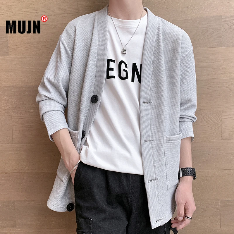 

2022 Men Cardigan Spring Autumn Loose Solid Color Casual Men Jacket Single Breasted Man Trench Coat Korean Fashion Men Clothing