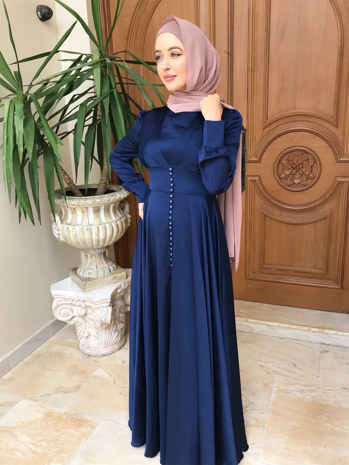 Abaya Woman Dubai Luxury Smooth Satin Women'S Long Muslim Dress Moroccan Caftan Evening Arabic Dress Jalabiyat Women Ramadan