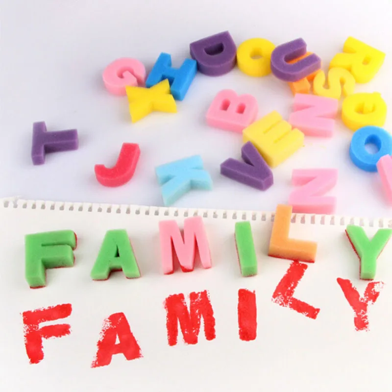 

26Pcs/Set Baby Art Tool Drawing Toys Sponge ABC Letter Stamp Toys Set Children Graffiti Seal Tool DIY Painting Toy for Kids
