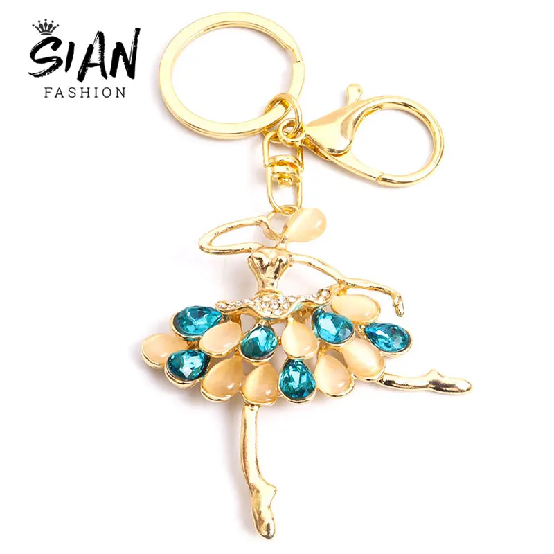 

Trendy Dancing Ballet Girl Crystal Rhinestone Keyring Cute Dancer Enamel Keychain Alloy Metal Key Chains Women Bags Accessories