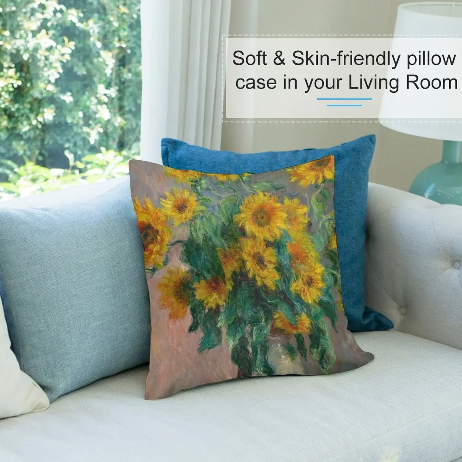 Клод Моне - Букет подсолнухов Французская живопись Турнесols Пледы Наволочки Для