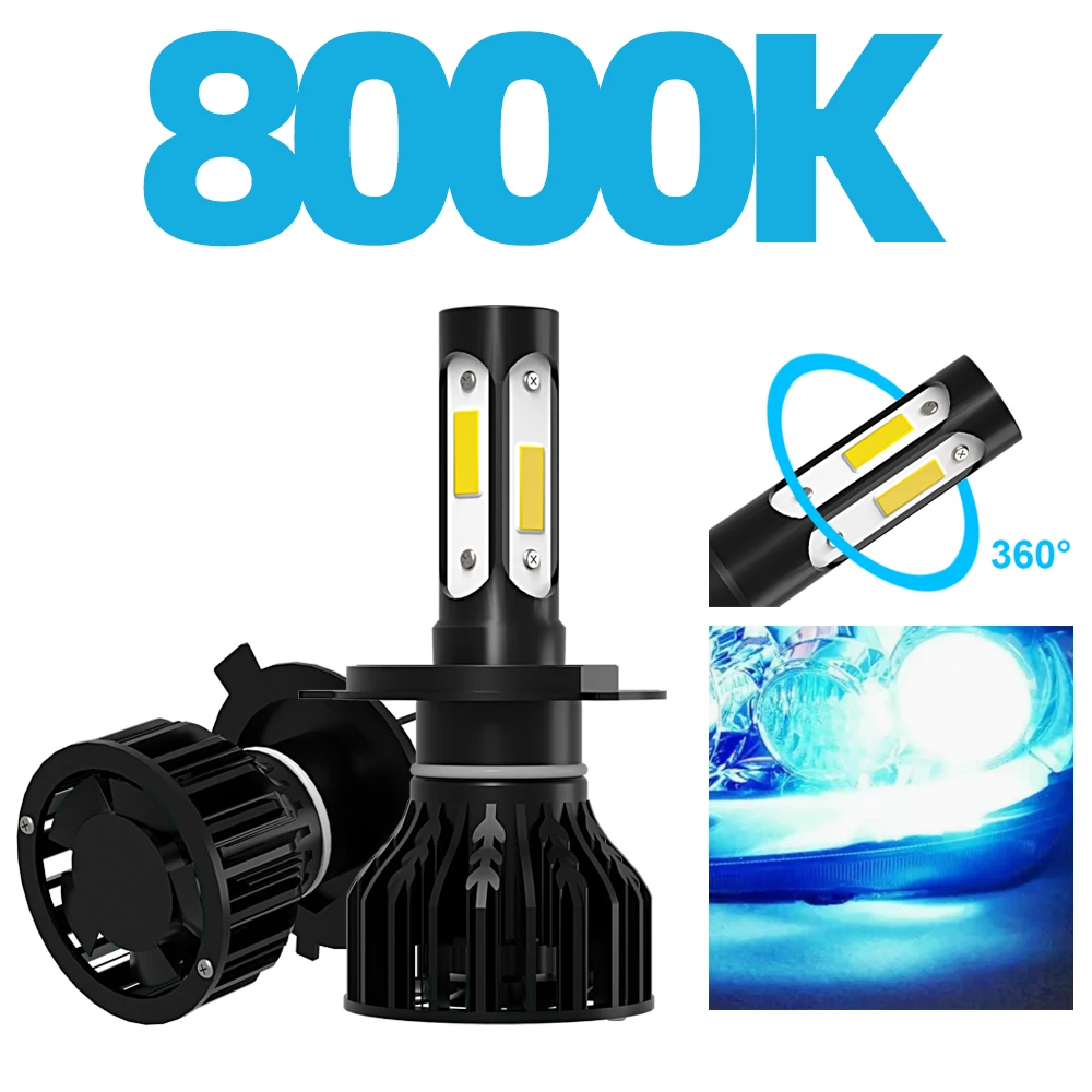 

Roadsun 2 шт. H13 9008 9007 9004 9003 H4 Hi/Lo светодиодные лампы для фар 4 лица 360 ° Автомобильные фары Авто лампа 12В 6000К 8000К Белый Синий
