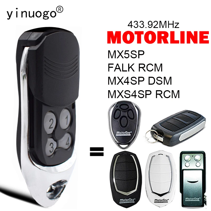 

Motorline FALK RCM / MX4SP DSM / MXS4SP RCM / MX5SPK Garage Door Remote Control 433.92MHz Rolling Code Hand Transmitter Opener