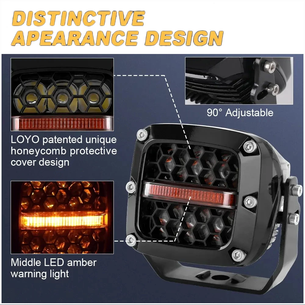 Квадратная Светодиодная рабочая лампа Emark 60 Вт 3 5 дюйма Автомобильные дневные
