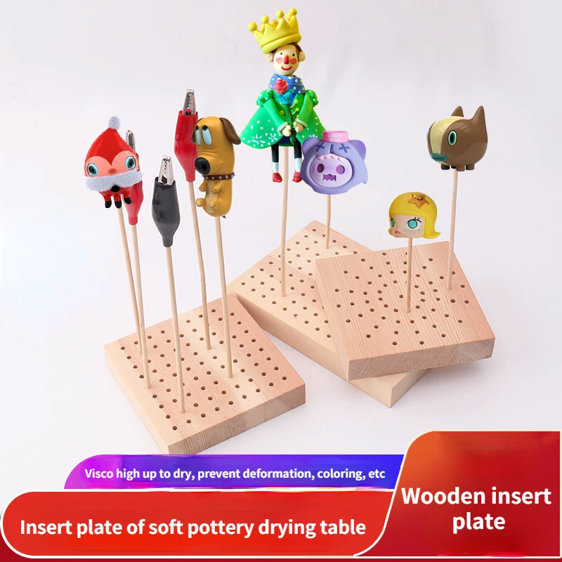 

Square Wooden Insert Plate Soft Clay Doll Air Drying Table Insert Plate Ultra-Light Clay DIY Hand-made Base