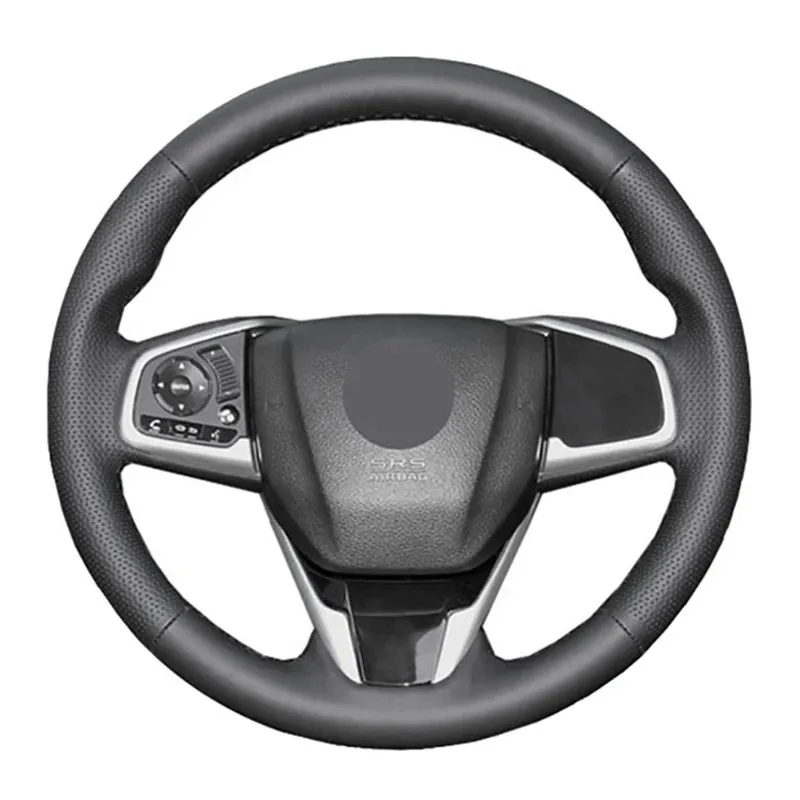 Non-Slip Black Genuine Leather Braid Car Steering Wheel Cover For Honda Civic 10 2016 2017 CRV CR-V 2017 Car Accessories
