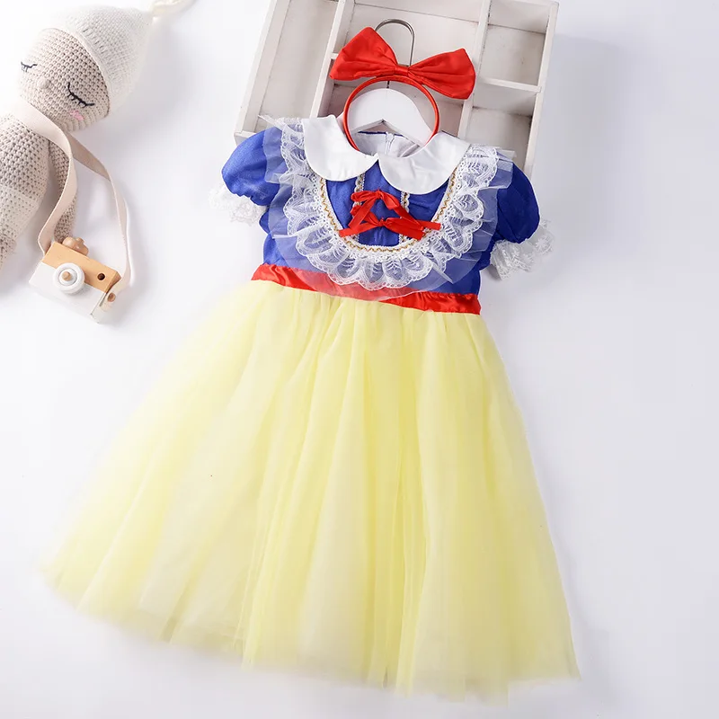 

Girls New Princess Dress 3-6T Ball Gown Kids Girls Short Sleeve Mesh Dresses For Halloween Cosplay Sequins Costume Baby Clothing