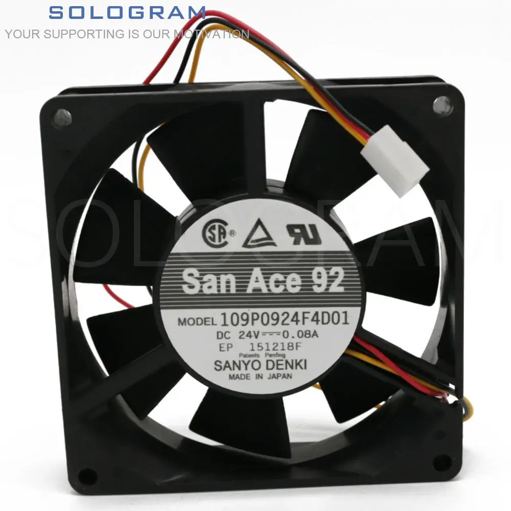 

1Pcs Brand New for SanAce92 SANYO DENKI 109P0924F4D01 9225 92*2*25MM 24V 0.08A 3pin Inverter Server Cooling Fan