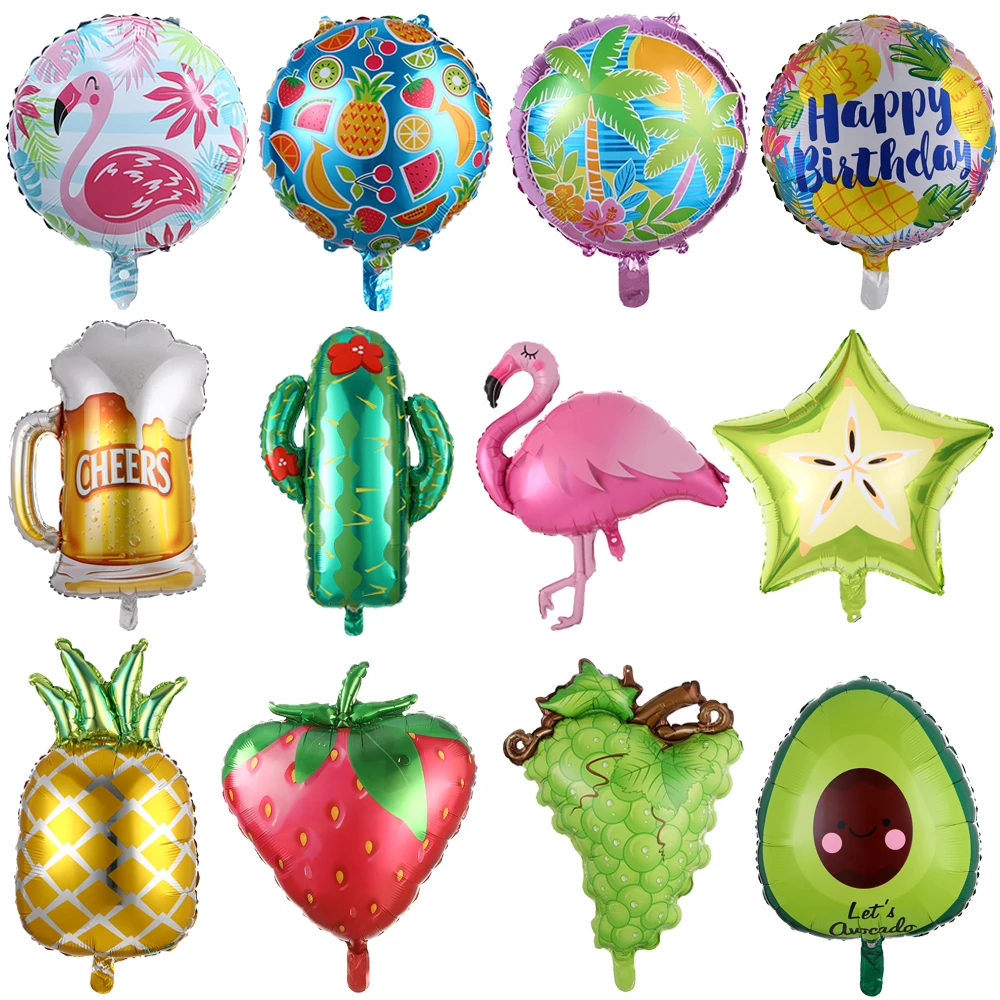 

Hawaii Foil Balloon Tropical Turtle Leaf Coconut Tree Flamingo Fruit Balloon Happy Birthday Party Summer Beach Baby Shower Decor