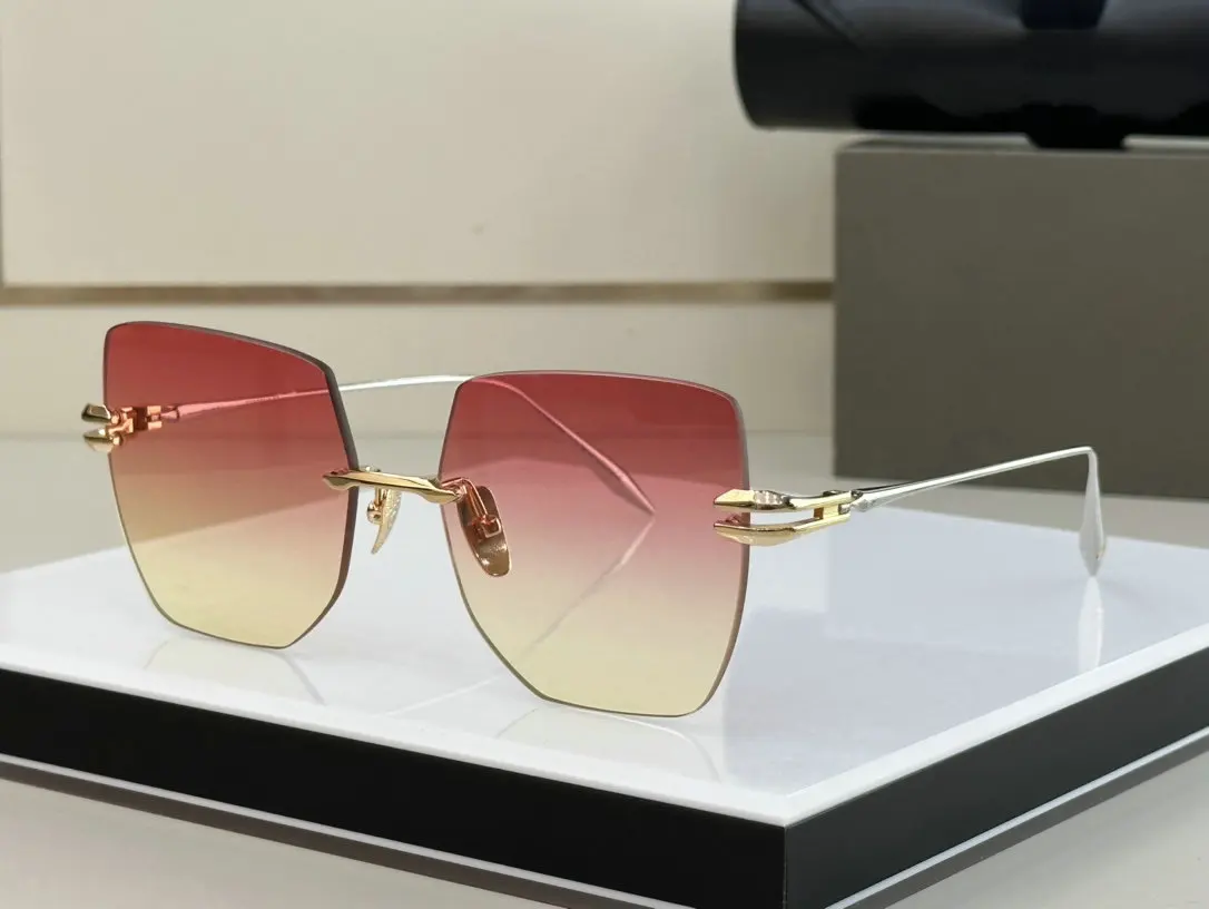 

2023 New Rimless round sunglasses brand designer sunglasses women's trend pink Lunette De Soleil high-grade metal glasses