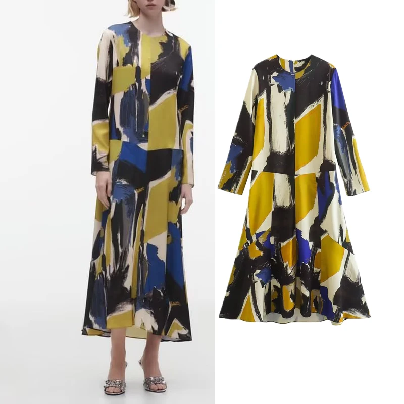 

Женское весеннее платье, новинка 2023, модное облегающее праздничное платье с круглым вырезом и длинным рукавом, шикарное элегантное уличное ...