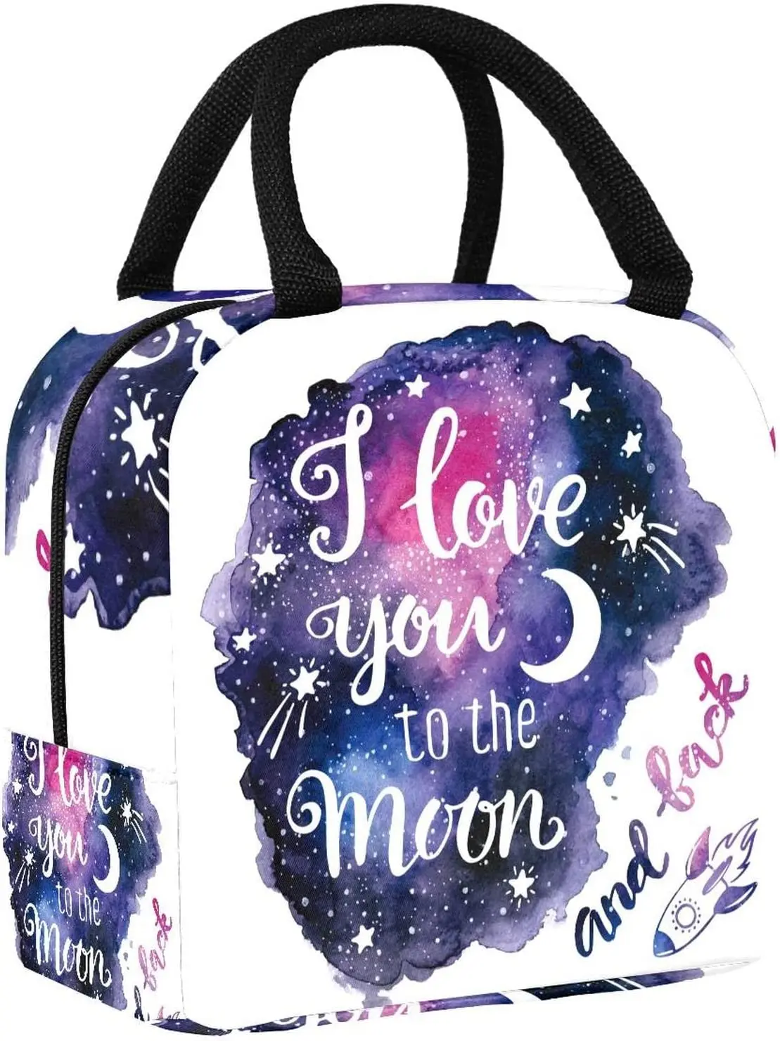 

I Love You To the Moon Galaxy Insulated Lunch Bag Reusable Tote lunch box Leakproof Cooler Lunch Bags for Office Travel Picnic