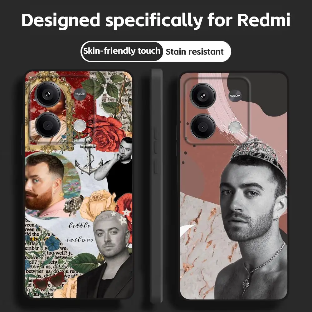 Фото Модный чехол для телефона с изображением певца Сэма Смита для Redmi Note 17 15 14 13 12 11 Pro Plus S 5G, мягкий черный чехол. №1