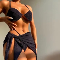 2022 women summer sexy bikini sets solid spaghetti strap swimsuit spring beach wear bathing suit backless swimwear for female