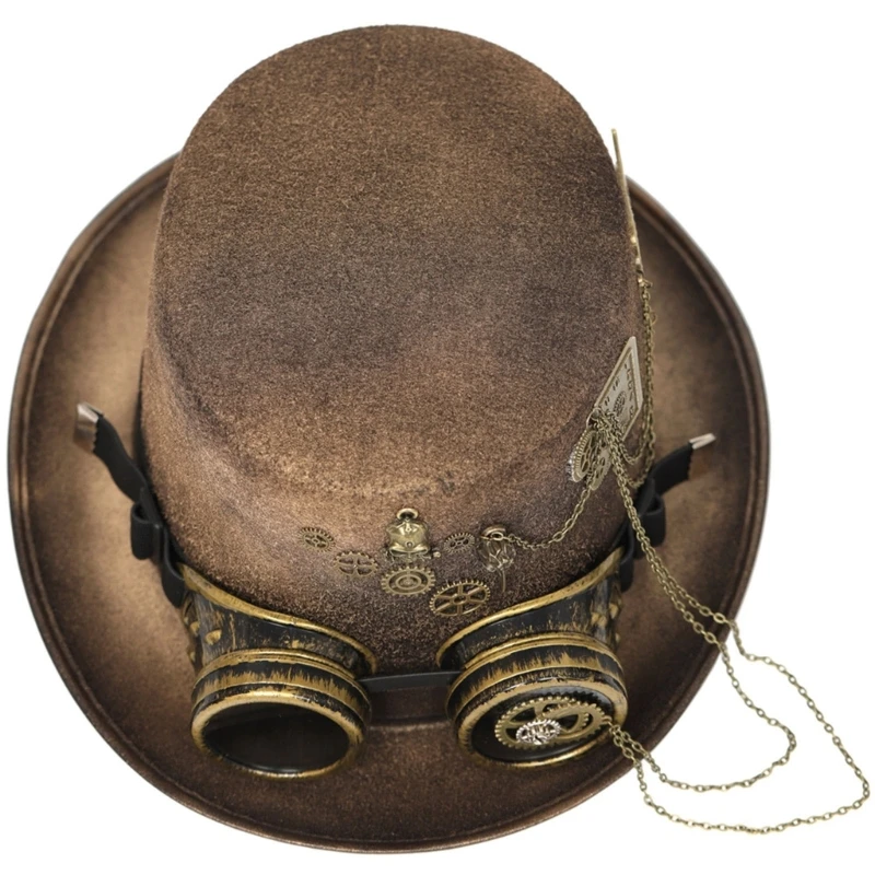 

Steampunk Men Hat With Goggles Vintage Jazz Hat Gay Top Hat Gothic Steampunk Top Hat Halloween Masquerade Costume Drop shipping