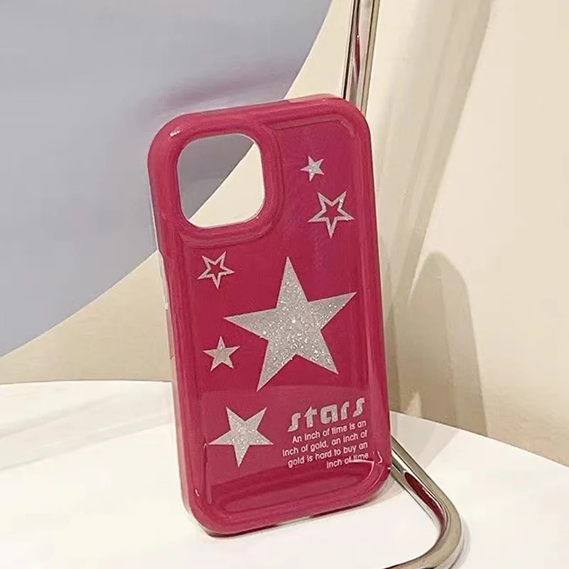 

Y2k Pink Hollow Flash Chip Star Phone Case for Iphone 14 13 12 11 Pro Max Korean INS Mobile Phone Case ShockProof Soft Cover