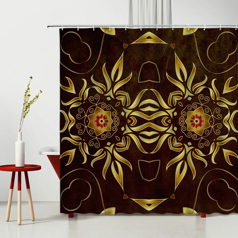 

Curtain Ethnic-Style Mandala Flower Bathtub Screen Bathroom Bohemian Shower Decor Waterproof Fabric Home Bath Hanging Curtains