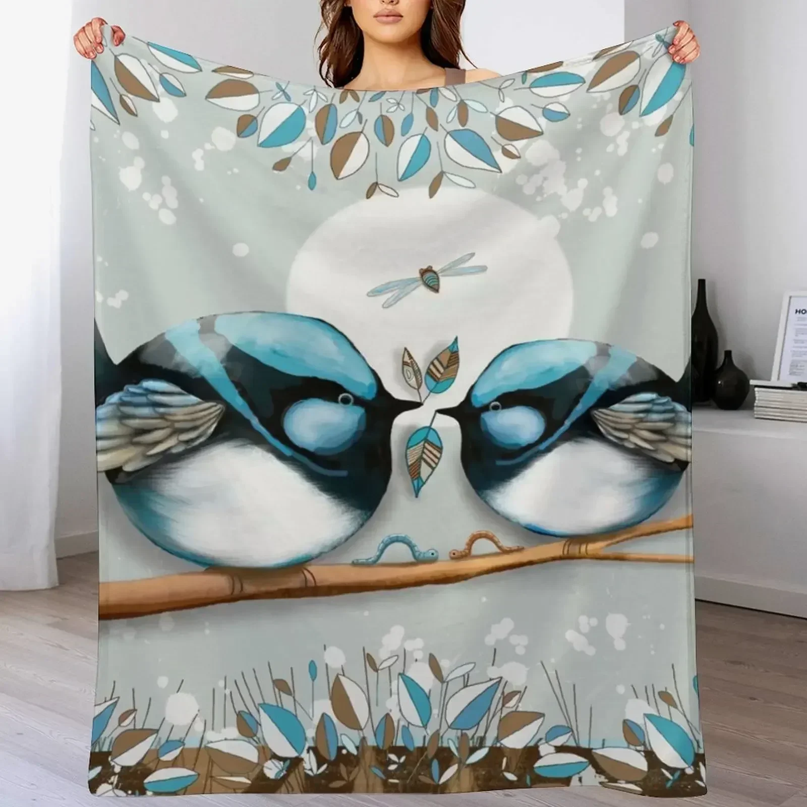 Синее сказочное одеяло для дивана тонкие декоративные одеяла