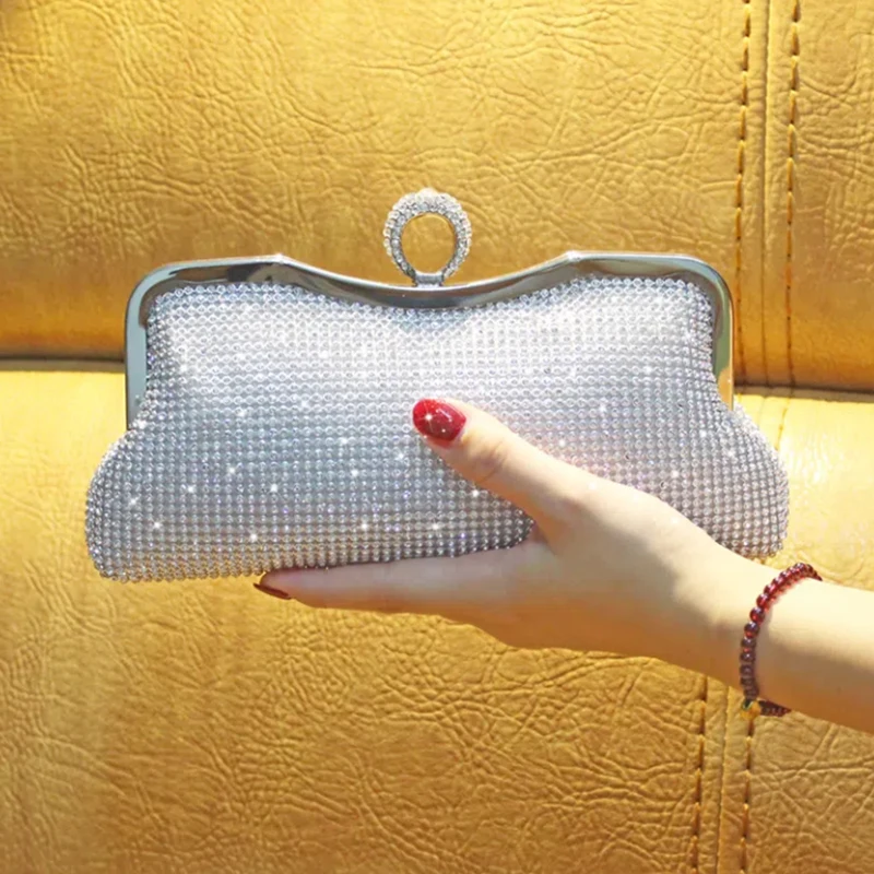 2023 new diamond-encrusted dinner bag chain bag diamond clutch bag rhinestone woman's bag party dress small bag bride's bag