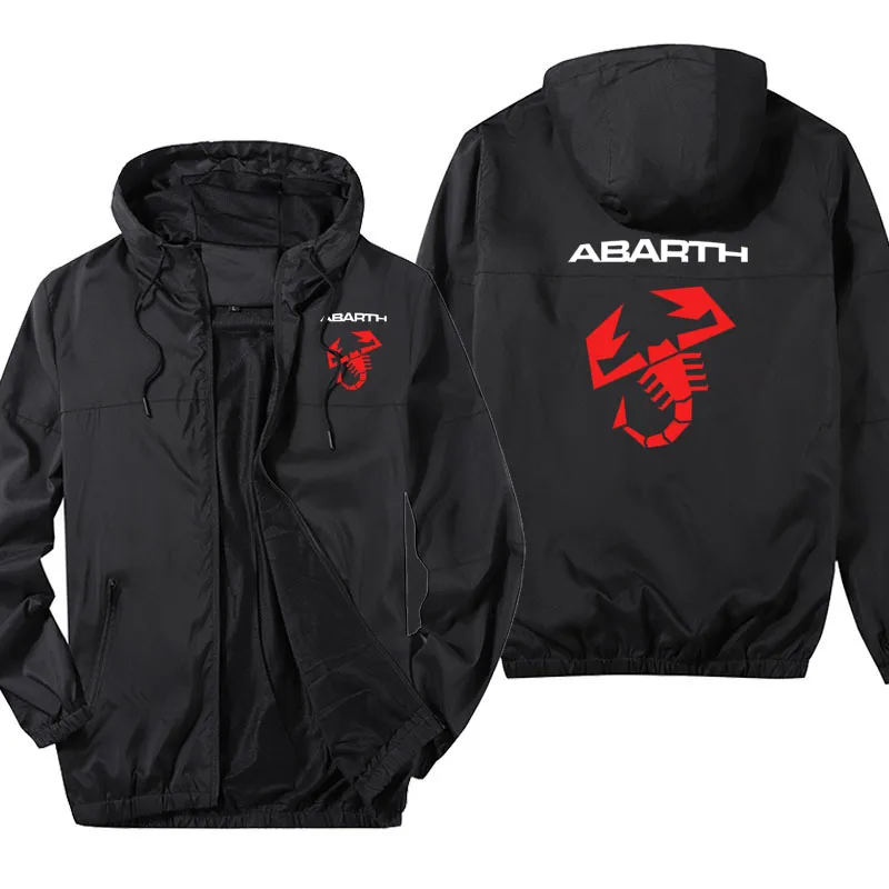 

New Men's breathable jacket ABARTH logo Oversized Men's Hooded Jacket Stitching color camouflage Men's jackets