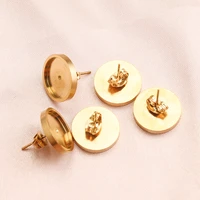 10 pcs 681012mm gold stainless steel flat stud earring settings blank earrings base cabochon tray for diy jewelry supplies