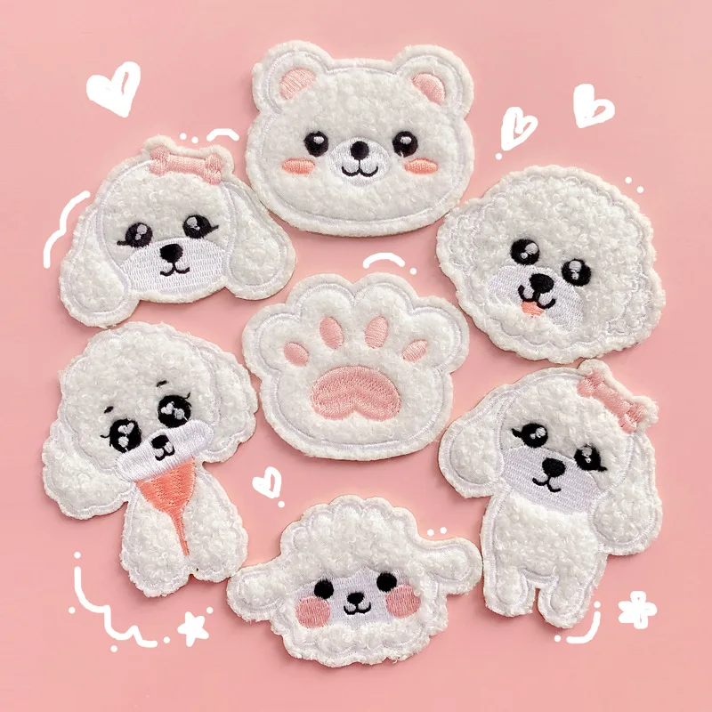

30pcs/lot Luxury Embroidery Patch Plush Teddy Bear Paws Bow Alpaca Clothing Decoration Sewing Accessory Craft Diy Iron Applique