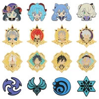 anime game genshin impact jewelry lapel pins for men badge cartoon brooch for backpack accessories party gift for friends